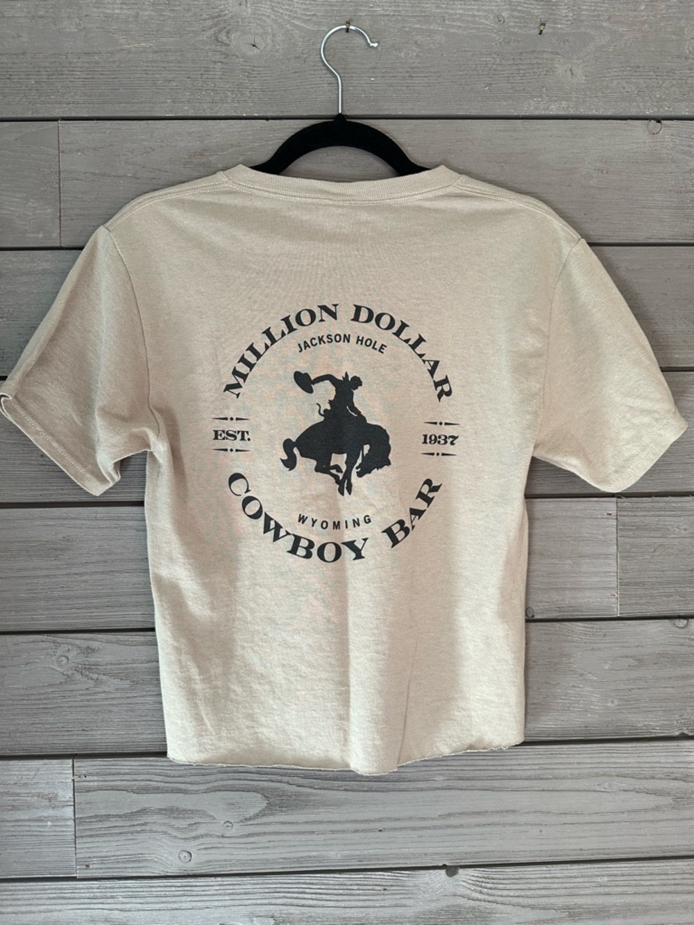 Jackson Hole Wyoming Million Dollar Cowboy Bar T-Shirt Beige Neutral Size Small